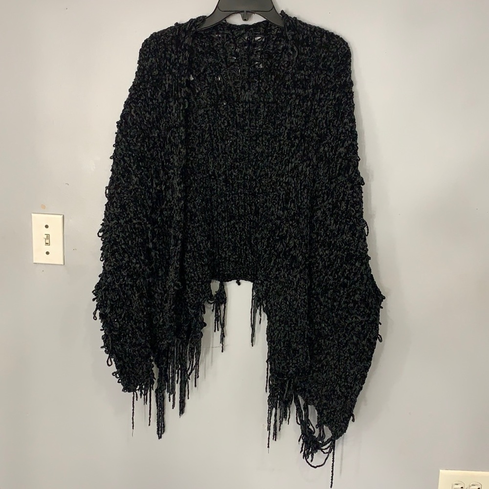 Black knitted poncho
